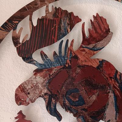 LASER CUT STEEL MOOSE WALL HANGING 24" ROUND