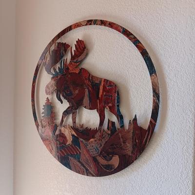 LASER CUT STEEL MOOSE WALL HANGING 24" ROUND
