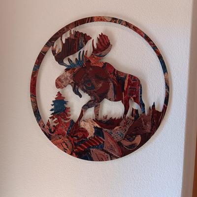 LASER CUT STEEL MOOSE WALL HANGING 24" ROUND