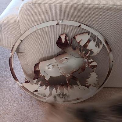 LASER CUT STEEL MOOSE WALL HANGING 24" ROUND
