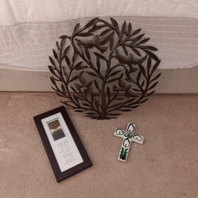 HANDCRAFTED HAITIAN METAL TREE OF LIFE, CLAY CROSS AND INSPIRATIONAL WALL ART