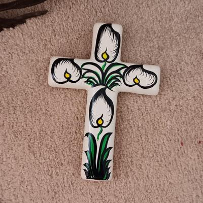 HANDCRAFTED HAITIAN METAL TREE OF LIFE, CLAY CROSS AND INSPIRATIONAL WALL ART