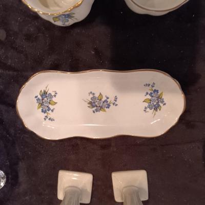 2 CRYSTAL FOOTED BOWLS, STEMMED GLASSES, SHAKERS AND MORE