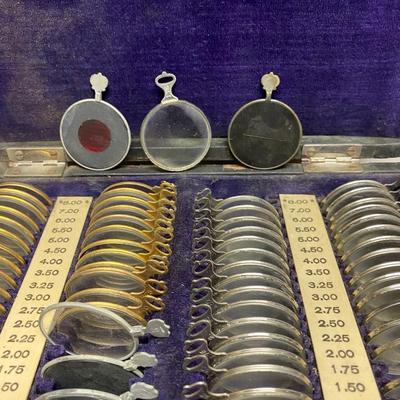 Antique Optometrist Eye Doctor Travel Eyeglass Len Fitting Kit