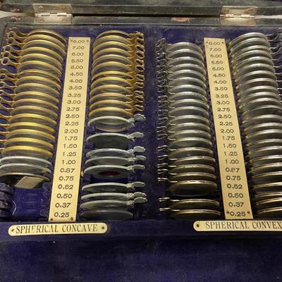 Antique Optometrist Eye Doctor Travel Eyeglass Len Fitting Kit