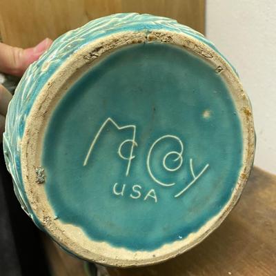 Set of 3 Vintage McCoy Planter Small Turquoise Aqua Plant Holder