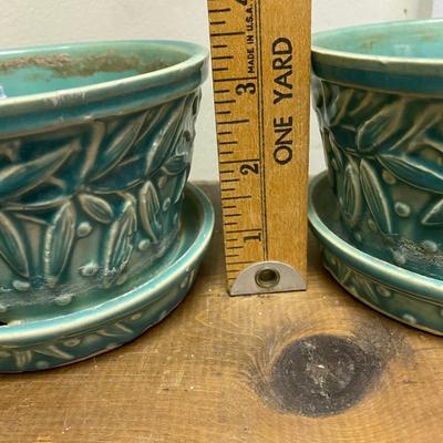 Set of 3 Vintage McCoy Planter Small Turquoise Aqua Plant Holder