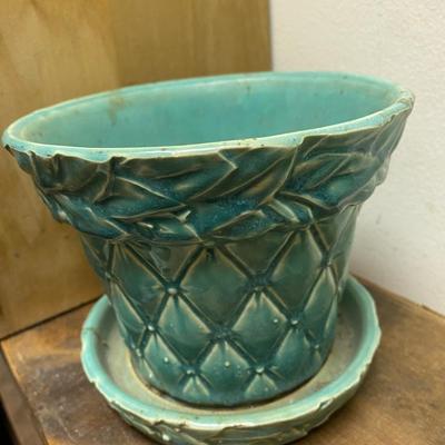 Set of 3 Vintage McCoy Planter Small Turquoise Aqua Plant Holder
