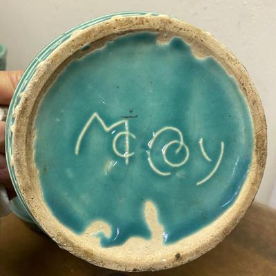 Set of 3 Vintage McCoy Planter Small Turquoise Aqua Plant Holder