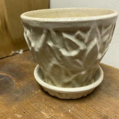 Vintage McCoy Pottery Water Lotus Flower Pot Planter White