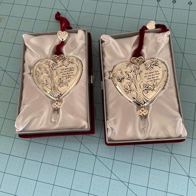 Sale Photo Thumbnail #306: Two heart memory ornaments from Things Remembered