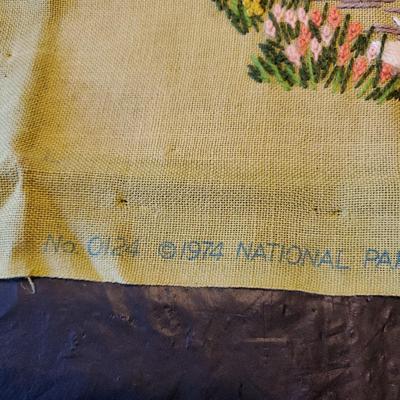 Large Vintage Handmade National Paragon Corp 1974 Needlework Path to Gazebo