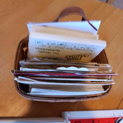 LONGABERGER BASKET W/RECIPES AND BLANK CARDS PLUS COOK BOOKS
