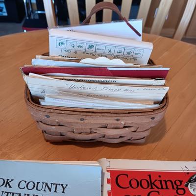 LONGABERGER BASKET W/RECIPES AND BLANK CARDS PLUS COOK BOOKS