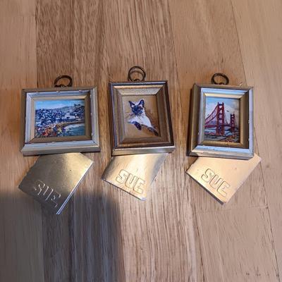 3 MINIATURE HAND PAINTED LIMITED EDITION LITHOGRAPHS SIGNED BY ARTIST SUE MCNARY