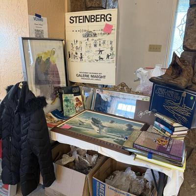 Lot 21: Art, Long Amazing Mirror, Atari Books, Steinberg Poster & More