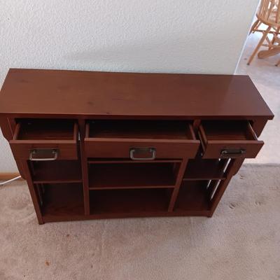 MISSION STYLE SHELVING UNIT WITH 3 DRAWERS