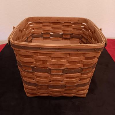 LARGE LONGABERGER BASKET W/LIFT, RIBBONWICK CANDLE AND AN IRIS VOTIVE CANDLE HOLDER