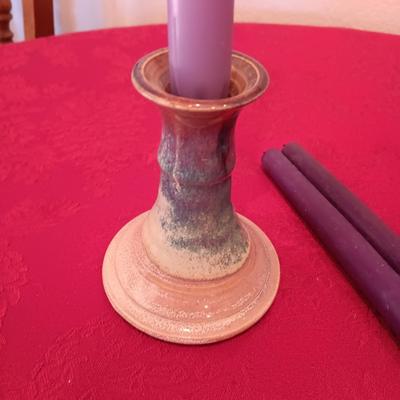 CLAY CANDLE HOLDERS, WOODEN HINGED BOXES, TIN BOX, SMALL BIBLE WITH WOODEN COVER