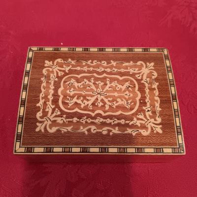 CLAY CANDLE HOLDERS, WOODEN HINGED BOXES, TIN BOX, SMALL BIBLE WITH WOODEN COVER
