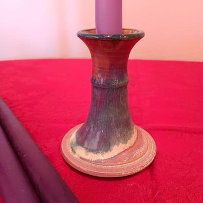 CLAY CANDLE HOLDERS, WOODEN HINGED BOXES, TIN BOX, SMALL BIBLE WITH WOODEN COVER