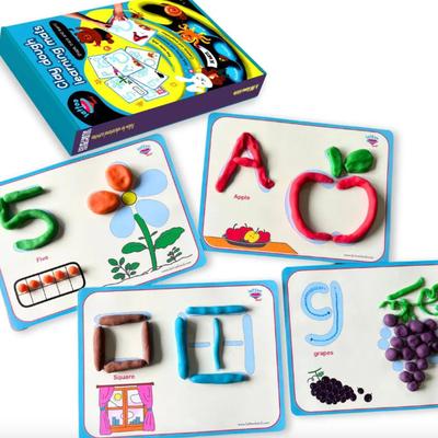 Alphabet, Number & Shape Playdough Educational Mats for Kids | Montessori Activity Set | Finger Alphabet Tracing Mats | Early Learning