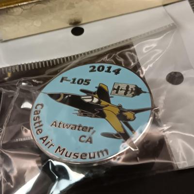 "FLIGHT IN ARIZONA" BRASS BELT BUCKLE AND 2 AVIATION PINS