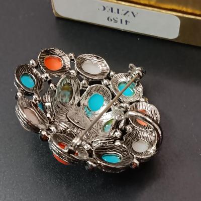 PREMIER DESIGN MULTI STONE BROOCH AND STERLING SILVER PIN