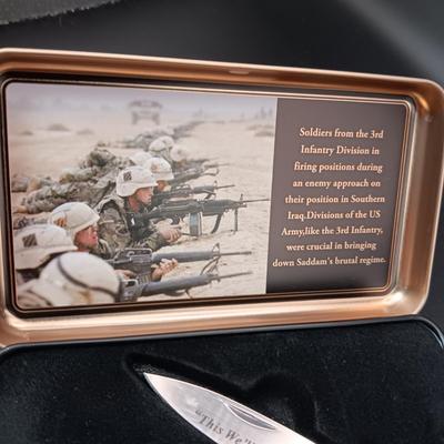 THE NRA US ARMY TRIBUTE KNIFE IN METAL CASE