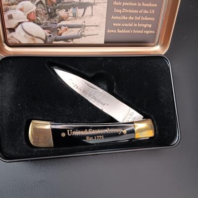 THE NRA US ARMY TRIBUTE KNIFE IN METAL CASE