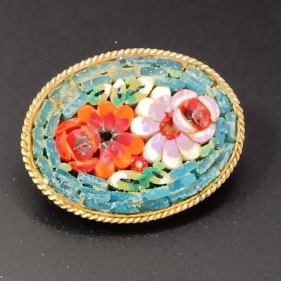 FILIGREE SILVER AND MOSAIC BROOCHES PLUS A FORSTNER BROOCH WATCH