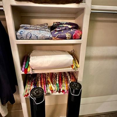 Closet Lot - Sheets, Crocheted hangars, 2 room fans