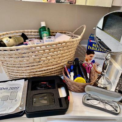 Bathroom personal care lot w / personal care products, TENS unit, & more