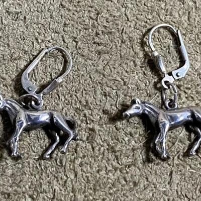 vintage SILVER DANGLE HORSE EARRINGS