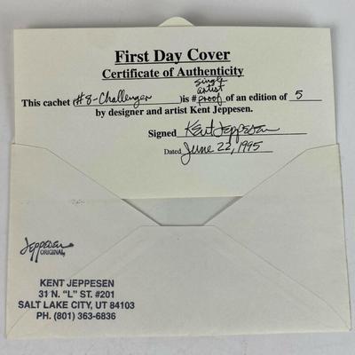 signed artist proof FDC CHALLENGER & ENDEAVOR SPACE SHUTTLES 1995 