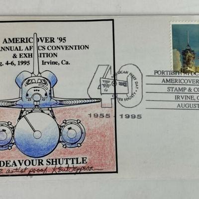 signed artist proof FDC CHALLENGER & ENDEAVOR SPACE SHUTTLES 1995 