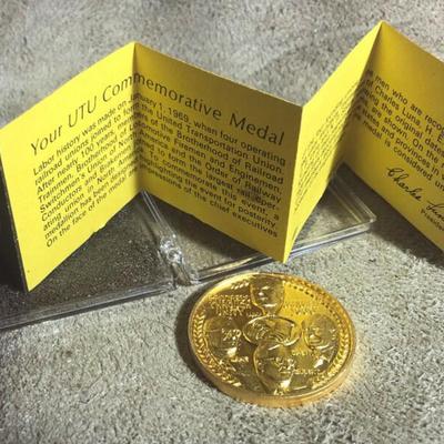 UNITED TRANSPORTATION RAILROAD UNION UTU COMMEMORATIVE MEDAL 1968