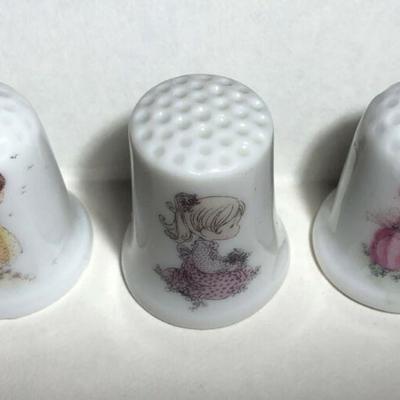 vintage PRECIOUS MOMENTS PORCELAIN THIMBLES 3