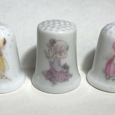 vintage PRECIOUS MOMENTS PORCELAIN THIMBLES 3