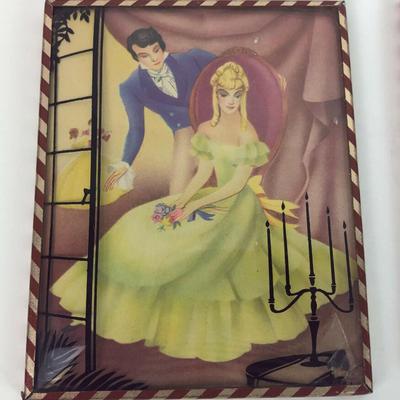 vintage COLORED SILHOUETTES 1940s pair
