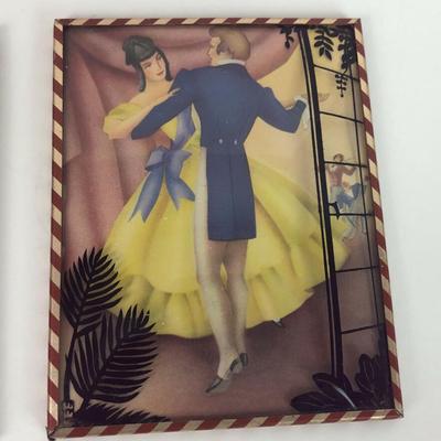 vintage COLORED SILHOUETTES 1940s pair