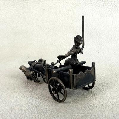 antique Dutch Miniature Silver Dog Cart