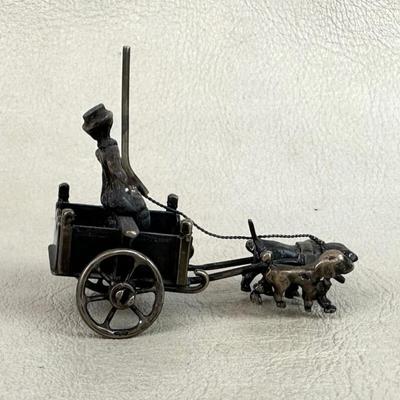 antique Dutch Miniature Silver Dog Cart