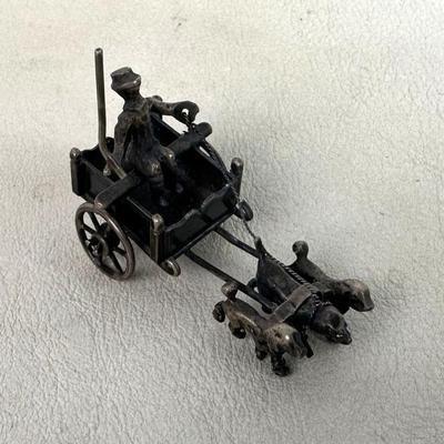 antique Dutch Miniature Silver Dog Cart