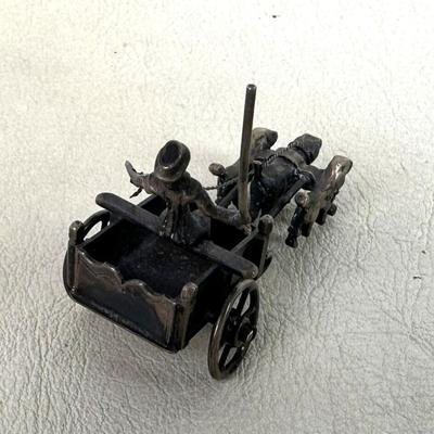 antique Dutch Miniature Silver Dog Cart
