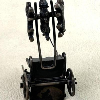 antique Dutch Miniature Silver Dog Cart