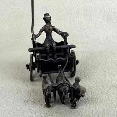 antique Dutch Miniature Silver Dog Cart
