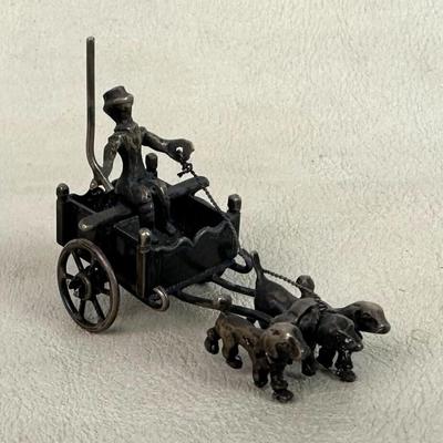 antique Dutch Miniature Silver Dog Cart