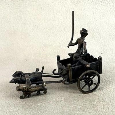 antique Dutch Miniature Silver Dog Cart