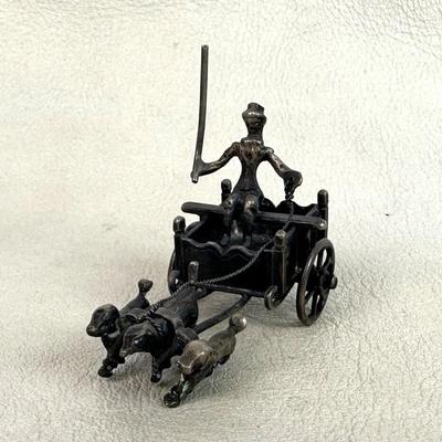 antique Dutch Miniature Silver Dog Cart